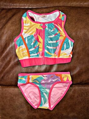 Appaman Pink Tropical Zip-Front Girls Swim Set